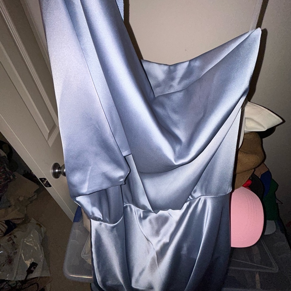 Elegant Satin Blue Dress- NEVER WORN